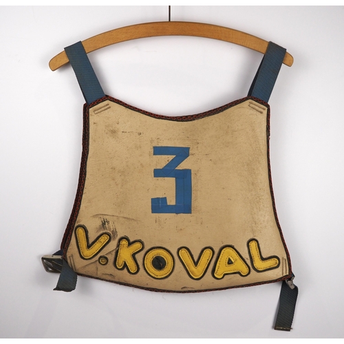 236 - A Waxtap speedway race vest labelled Chernovograd V. Koval