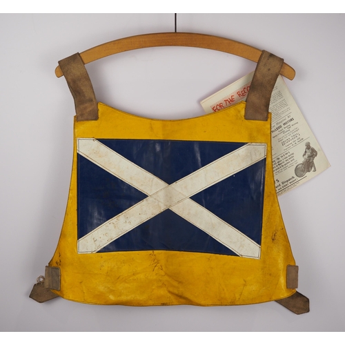 239 - A team Scotland speedway race vest believed to have been worn by Jimmy Tannock in 1964 Scotland v Ne... 