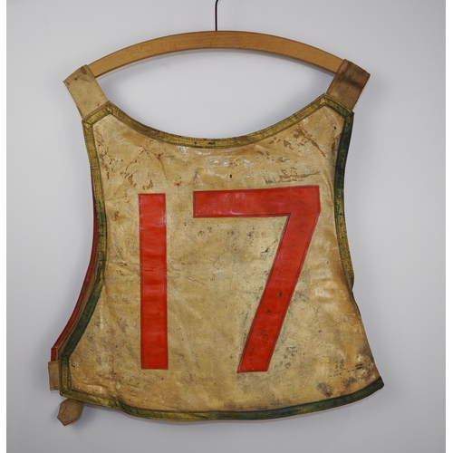 249 - A World Final 1953 speedway race vest labelled Dent Oliver