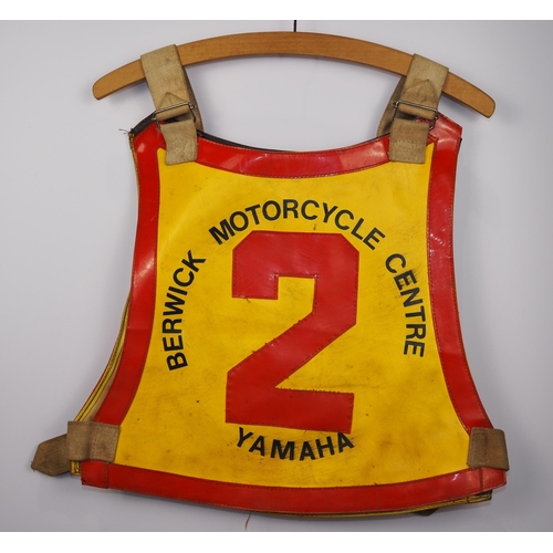 82 - A Berwick Bandits speedway race vest labelled R Grant