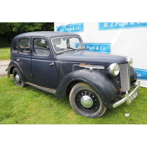 177 - Austin 10 saloon car. 1942. 1125cc. Petrol. 
Running when stored. Fitted with 4 speed manual gearbox... 