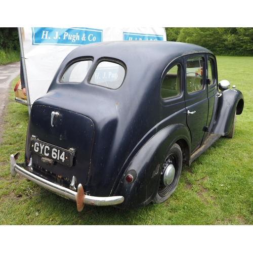 177 - Austin 10 saloon car. 1942. 1125cc. Petrol. 
Running when stored. Fitted with 4 speed manual gearbox... 