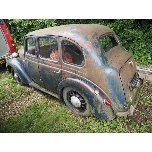 184 - Austin 8 saloon car. 1946. 900cc. Petrol 
In need of restoration. Showing 10,588 Miles. Reg NXS 631.... 