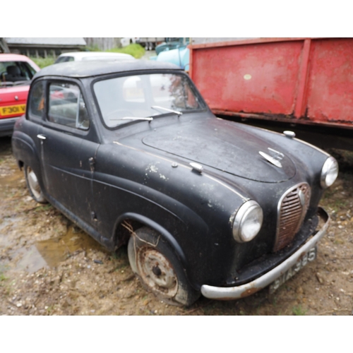 166 - Austin England car. 1955. 800cc. Petrol
In need of restoration. Showing 55,331 Miles. Reg TYC 994