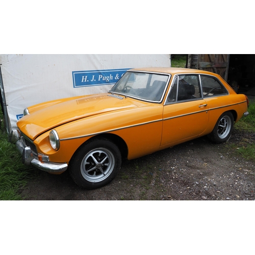 174 - MG BGT car. 1973. 1798cc. Petrol.
Running when stored. Unfinished restoration project. Fully welded ... 