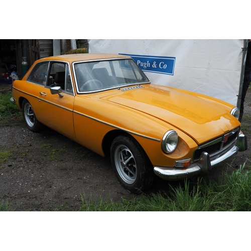 174 - MG BGT car. 1973. 1798cc. Petrol.
Running when stored. Unfinished restoration project. Fully welded ... 