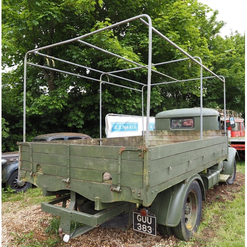 193 - Austin 1½ Military truck. 1939. 2000cc. Petrol
Running when stored. Fitted with 10' bed. Showing 77,... 