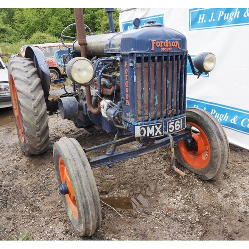 161 - Fordson E27N tractor. 1950. Petrol paraffin. Fitted with electric start and headlights. Engine turns... 