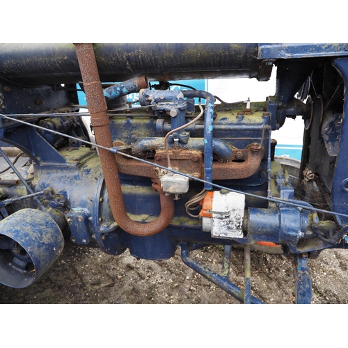 161 - Fordson E27N tractor. 1950. Petrol paraffin. Fitted with electric start and headlights. Engine turns... 