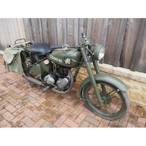 27 - AJS46-16M motorcycle, 1946. 347cc. Painted in military colours.
Reg. JHW 93