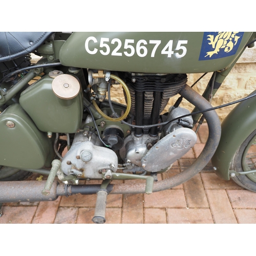 27 - AJS46-16M motorcycle, 1946. 347cc. Painted in military colours.
Reg. JHW 93