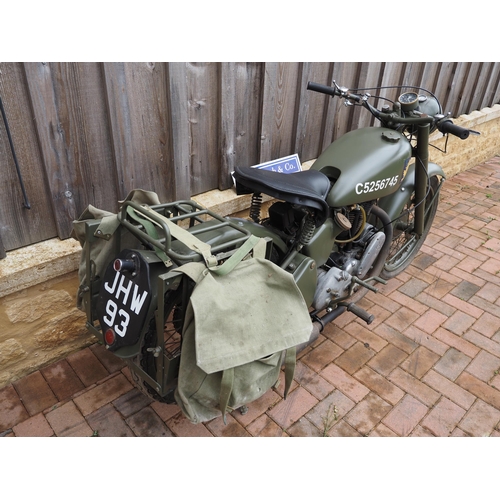 27 - AJS46-16M motorcycle, 1946. 347cc. Painted in military colours.
Reg. JHW 93