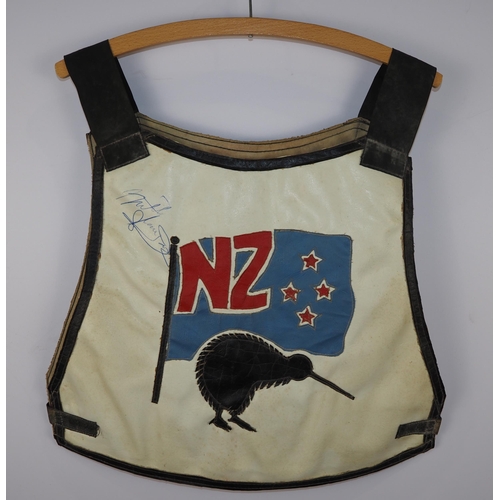 331 - A Team New Zealand Australasian Final 1980 speedway race vest signed Mitch Shirra