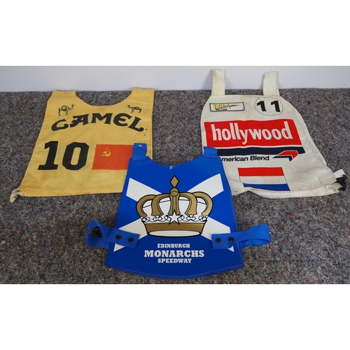 347 - 3 Speedway race vests - Edinburgh Monarchs and 2 others