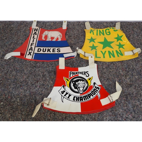 350 - 3 Speedway race vests - the Halifax Dukes, the King's Lynn Stars and the Peterborough Panthers