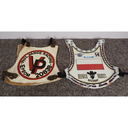 351 - 2 Speedway race vests - Epsom and Poland labelled Przemylsaw Pawlicwi