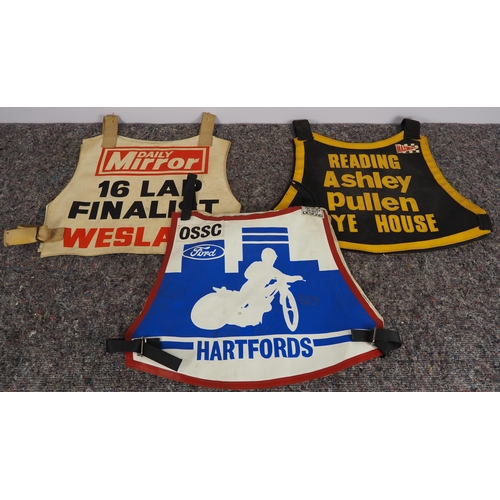 354 - 3 Speedway race vests - Rye House, Hartfords and Daily Mirror 16 Lap Finalist