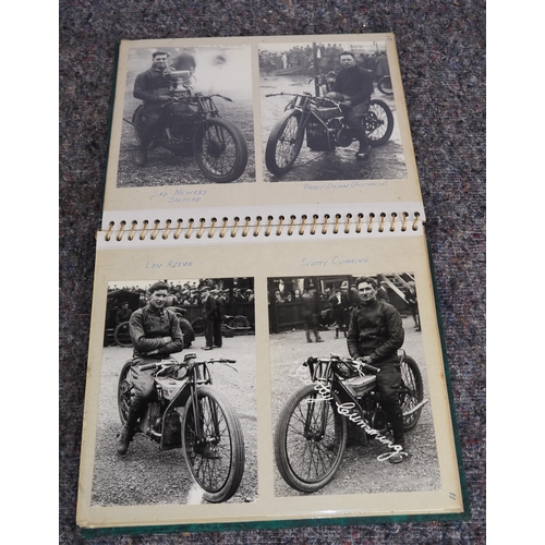 607 - Photo album of 1928-1931 speedway riders with their bikes, some signed