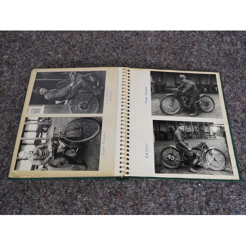 607 - Photo album of 1928-1931 speedway riders with their bikes, some signed