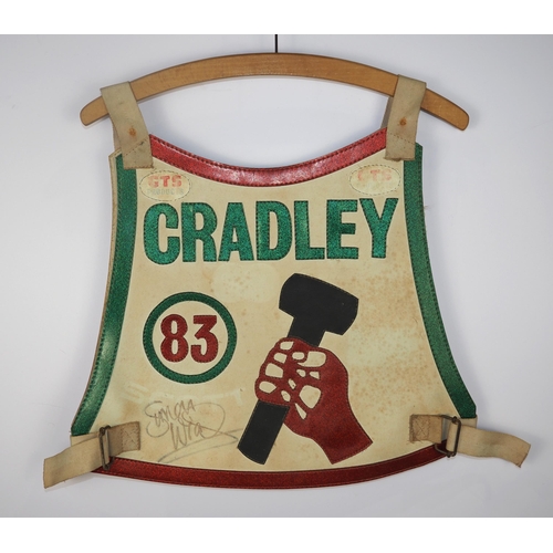 287 - A Cradley Heath speedway race vest signed by Simon Wigg 1983