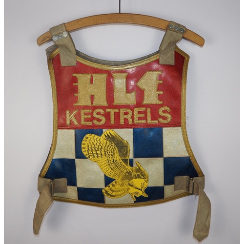 288 - Hackney Kestrels speedway race vest labelled Simon Wigg 1987