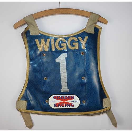 288 - Hackney Kestrels speedway race vest labelled Simon Wigg 1987