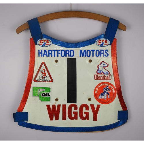 289 - The Oxford Cheetahs speedway race vest believed to have been worn by Simon Wigg in 1986