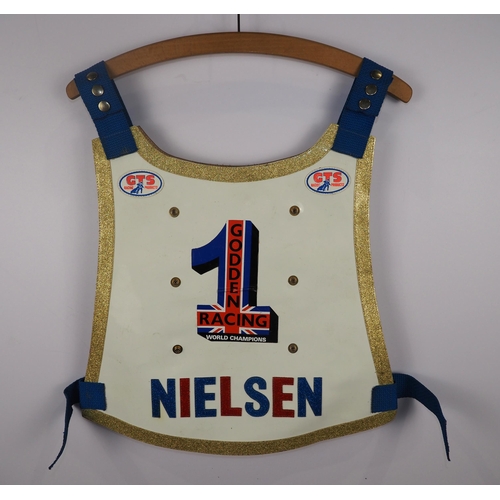 290 - An Oxford Cheetahs speedway race vest worn by Hans Nielsen