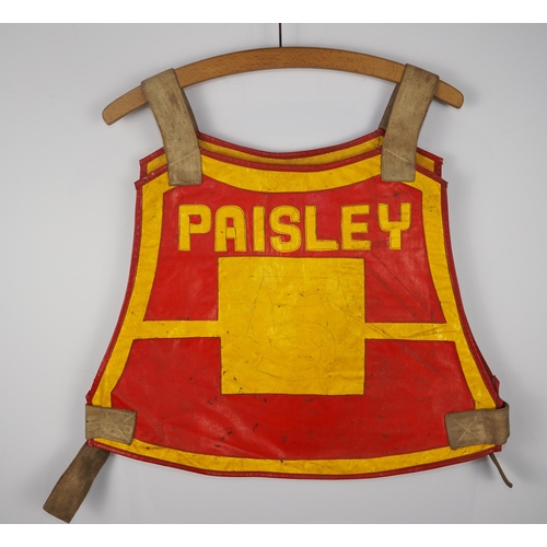 295 - A Paisley Lions speedway race vest believed to have been worn by Alan Bridgett in 1976