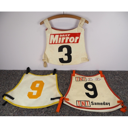 310 - 3 Speedways race vests - Panther Past, BLRC 88 and Rye House Rockets labelled Richard Knight