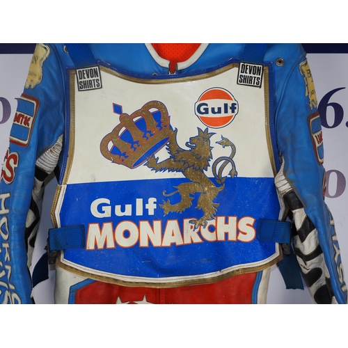 361 - Speedway race leathers believed to have been worn by Jan Anderson 1994 with Edinburgh Monarchs race ... 