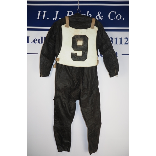 370 - Howdy Byford speedway race leathers with Exeter Falcons race vest