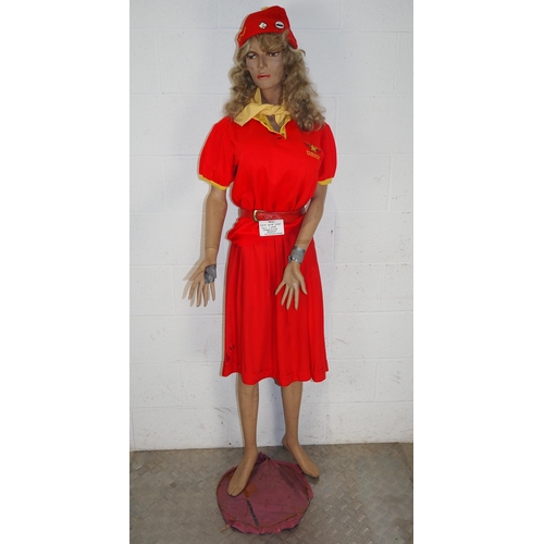 382 - Female mannequin dressed in a Wimbledon Dons top and hat