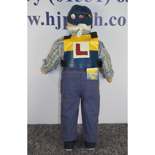 383 - Child mannequin dressed in learner speedway outfit with 3 badges