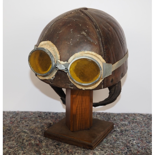 387 - 1930s Speedway helmet and goggles worn by 