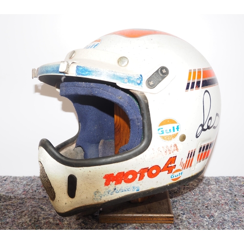 391 - Speedway helmet signed Les Collins