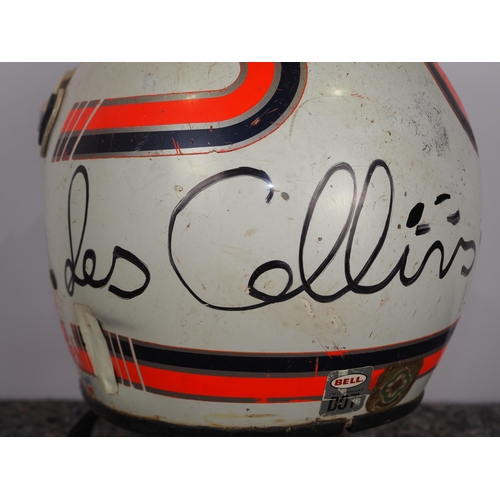 391 - Speedway helmet signed Les Collins