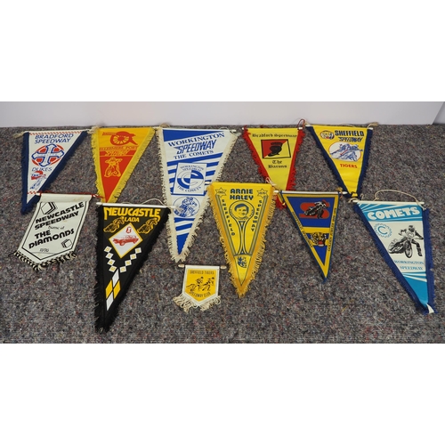 419 - 11 Speedway pennants - Bradford Dukes, Sheffield Tigers and Newcastle Diamonds