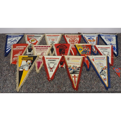 421 - 15 Speedway pennants to include Weymouth Wildcats, Boston Barracudas and the Canterbury Crusaders