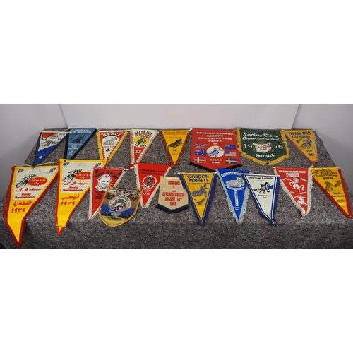 432 - 19 Speedway pennants to include Belle Vue, Sheffield Northern Riders Championship Final and 1 signed... 