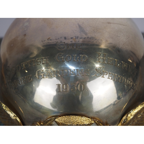 439 - The Scottish Gold Helmet Marine Gardens Speedway 1930 trophy won outright by by George McKenzie of S... 