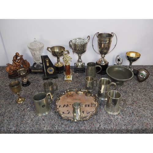 445 - Quantity of speedway trophies, tankards and plaques to include Wembley Speedway Supporters Cup and P... 