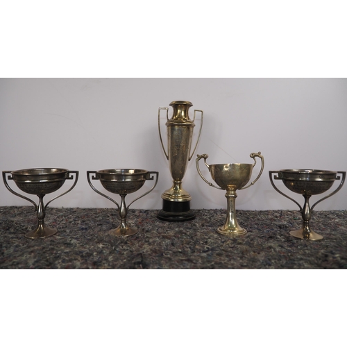 448 - 5 Hallmarked silver speedway trophies to include B.D.T.R.A 1928 A Franklyn and Westham team winners ... 