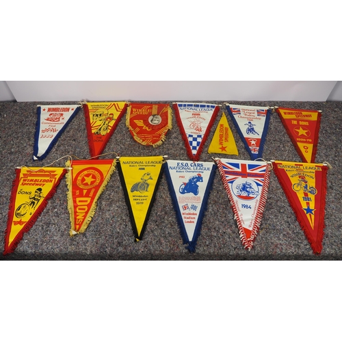 478 - 13 Wimbledon Dons speedway pennants