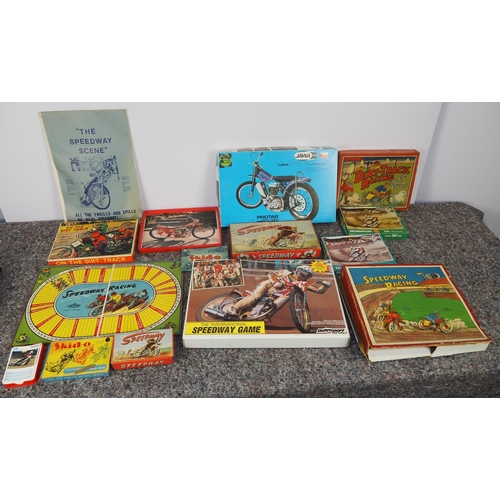 499 - Speedway puzzles, board games, Top Trumps, empty game boxes etc