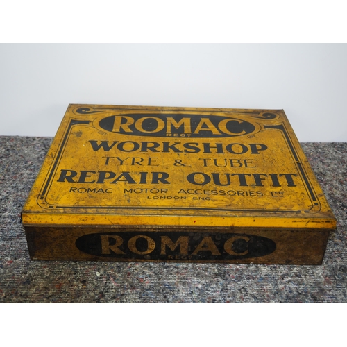 506 - Romac workshop tyre and tube repair outfit tin