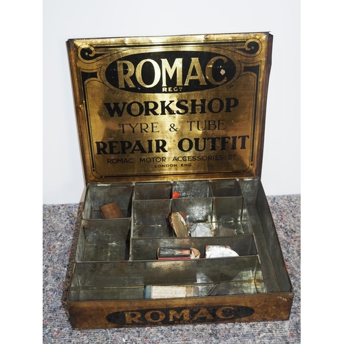 506 - Romac workshop tyre and tube repair outfit tin