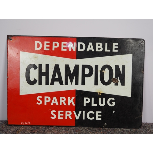 529 - Doubled sided enamel sign - Champion Spark Plug 12