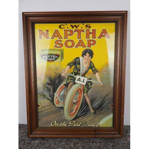 539 - Framed advertising showcard  - Naptha Soap 19