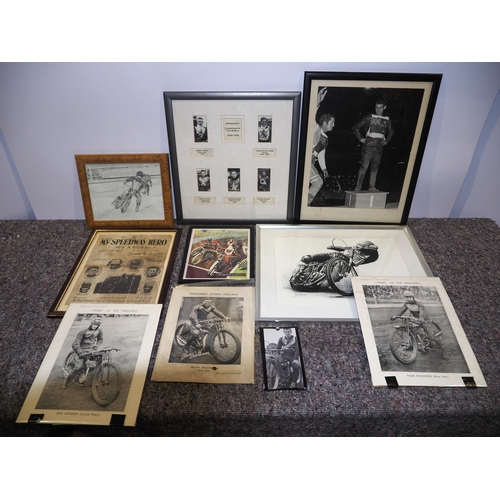 545 - Speedway pencil drawings, photographs and a 1933 My Speedway Hero poster